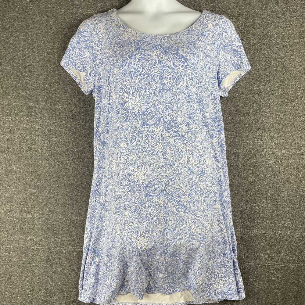 Talbots Womens Dress Size 1X Knee Length Blue Flowy Work Office Capsule Everyday
